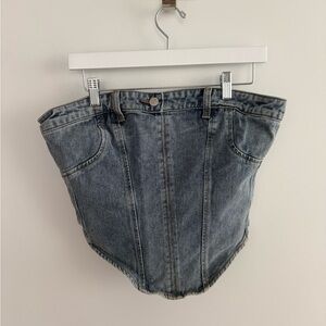 Pretty Little Thing Denim Corset Top